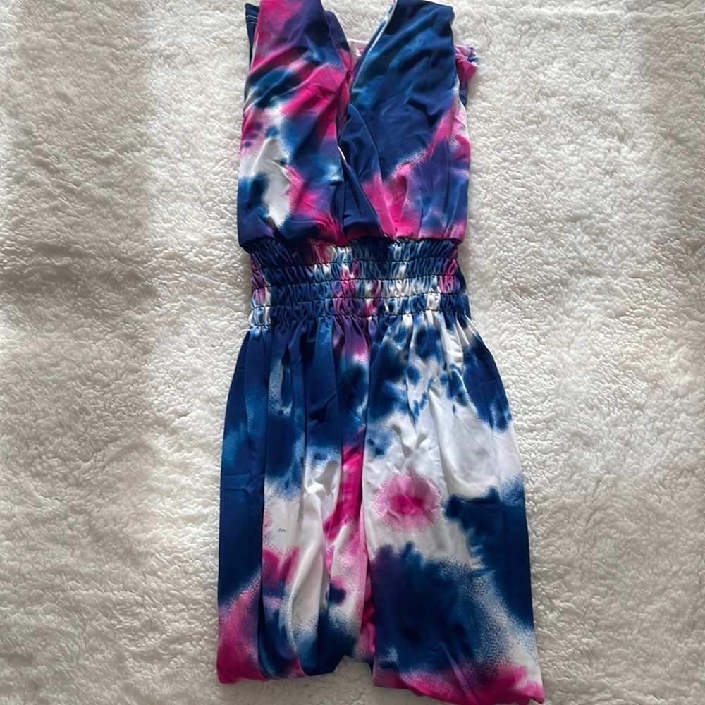 Tie-dye multicolor spring and summer dress